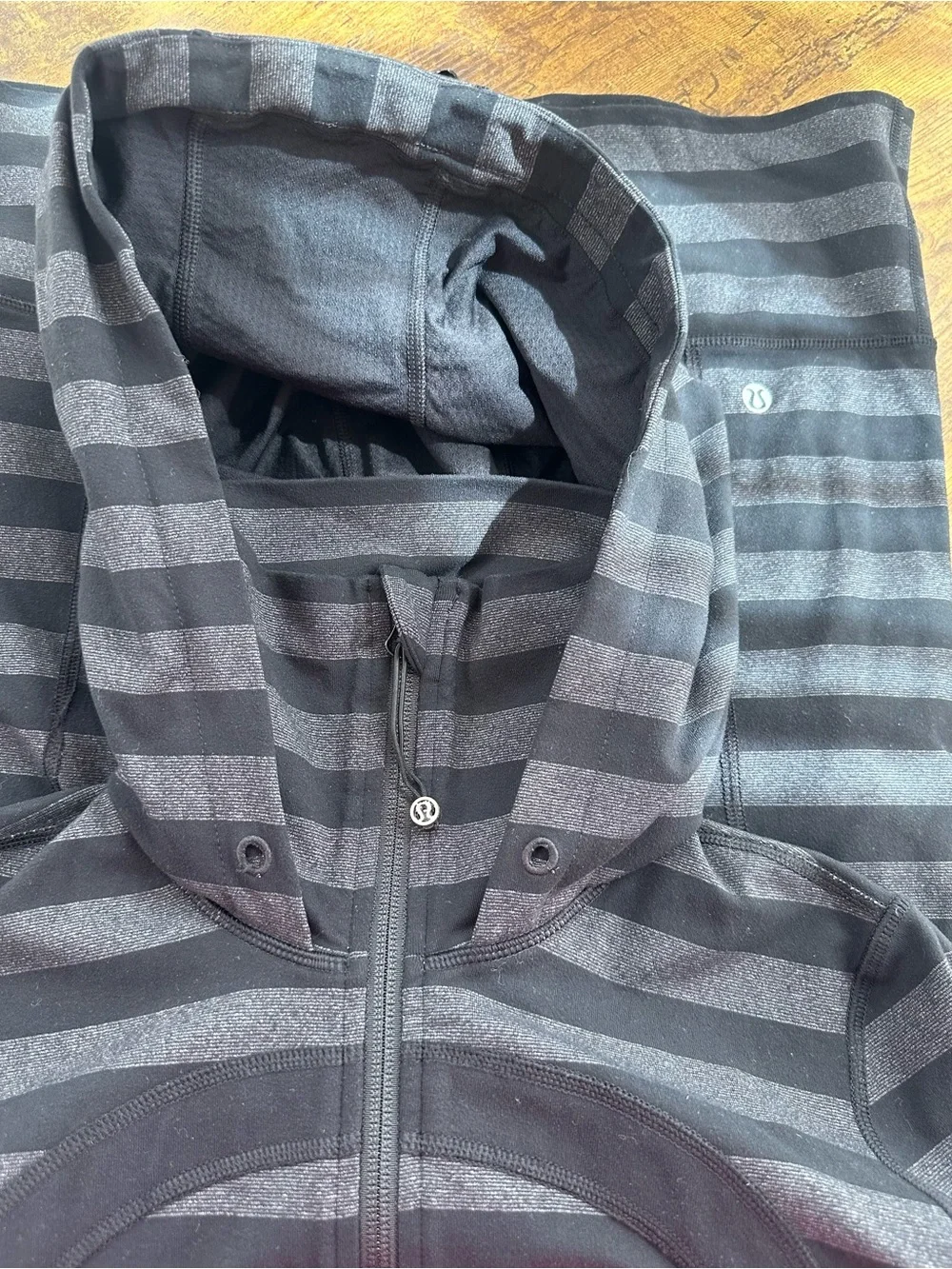 Lululemon Stride Jacket, Black Black Micro Macro Stripe, 8